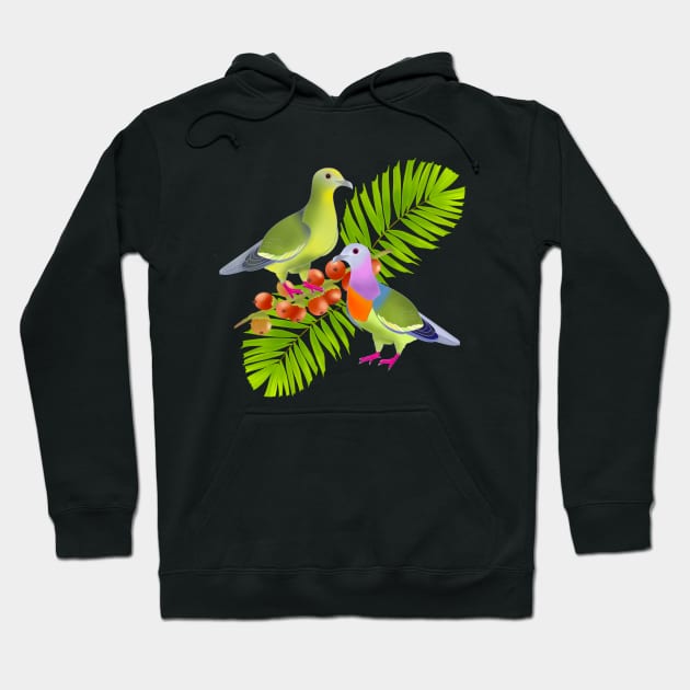 Pink-necked green pigeons Hoodie by Naty Design Prague